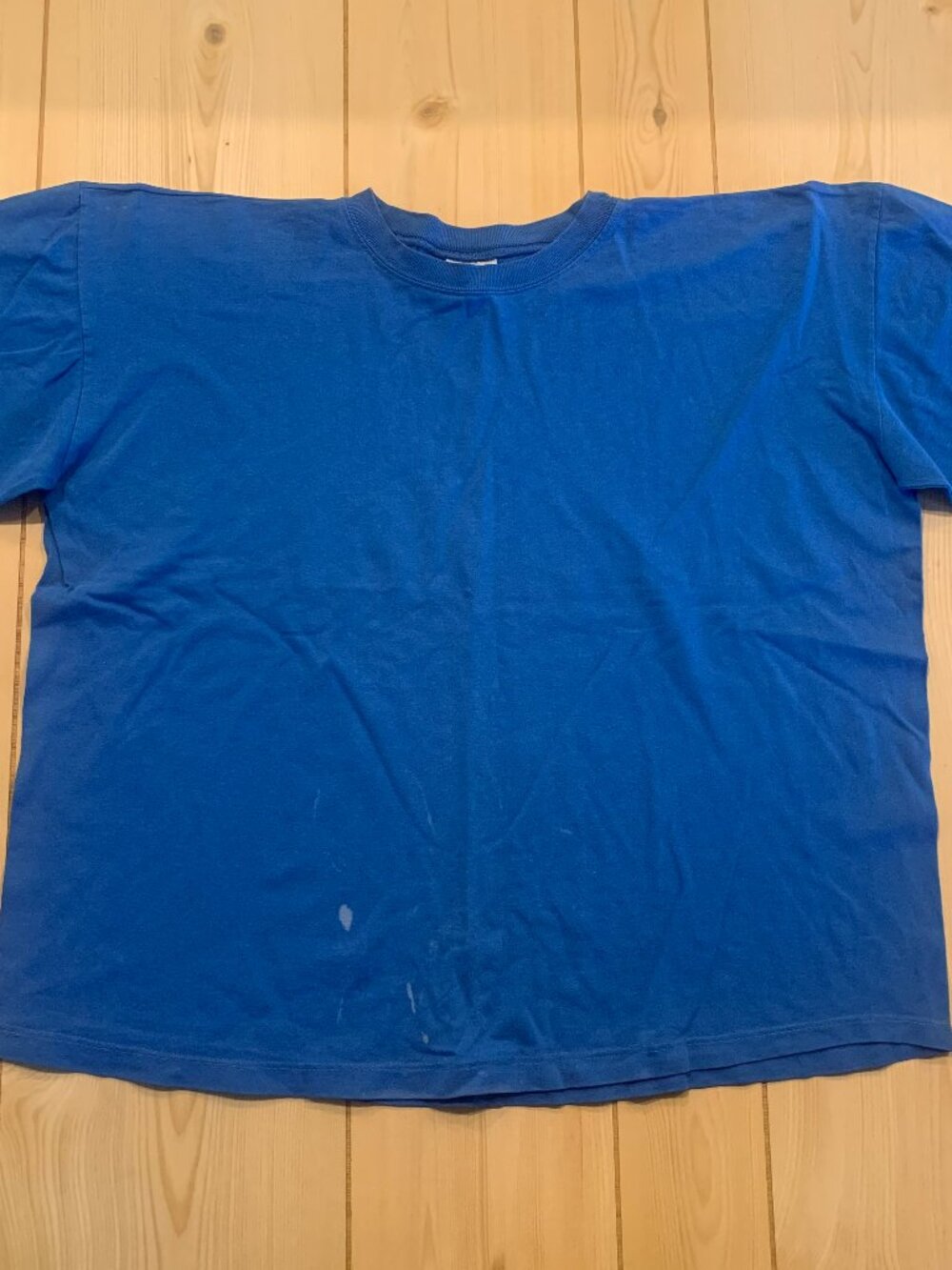 Vintage 90s Cabin Creek Retro Plain Blank Solid Blue T-Shirt Women's Size XL